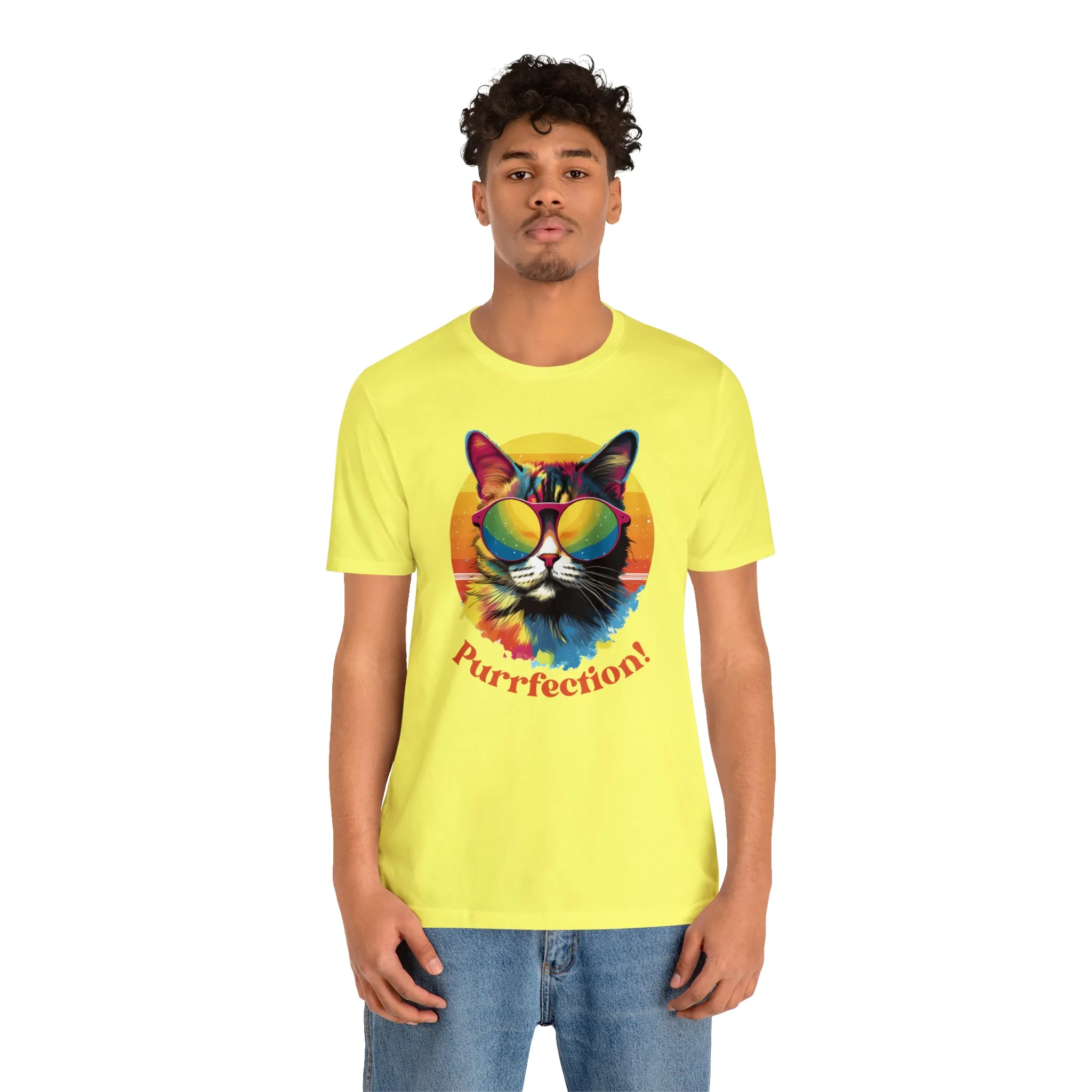 Purrfect Artistic Cat T-Shirt | Colorful Cat Tee |  Bella Canvas 3001 Unisex | Short Sleeve Tshirt