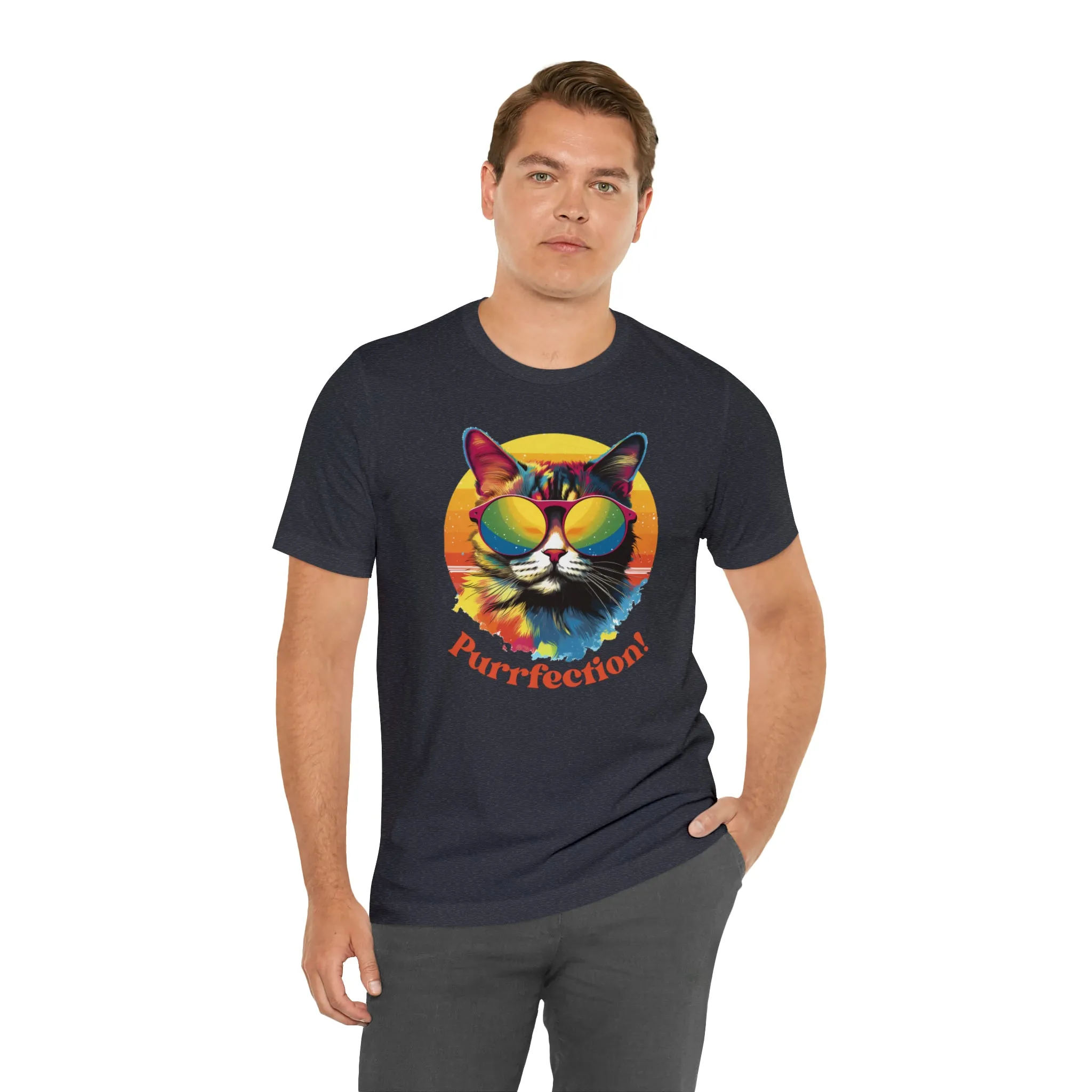 Purrfect Artistic Cat T-Shirt | Colorful Cat Tee |  Bella Canvas 3001 Unisex | Short Sleeve Tshirt