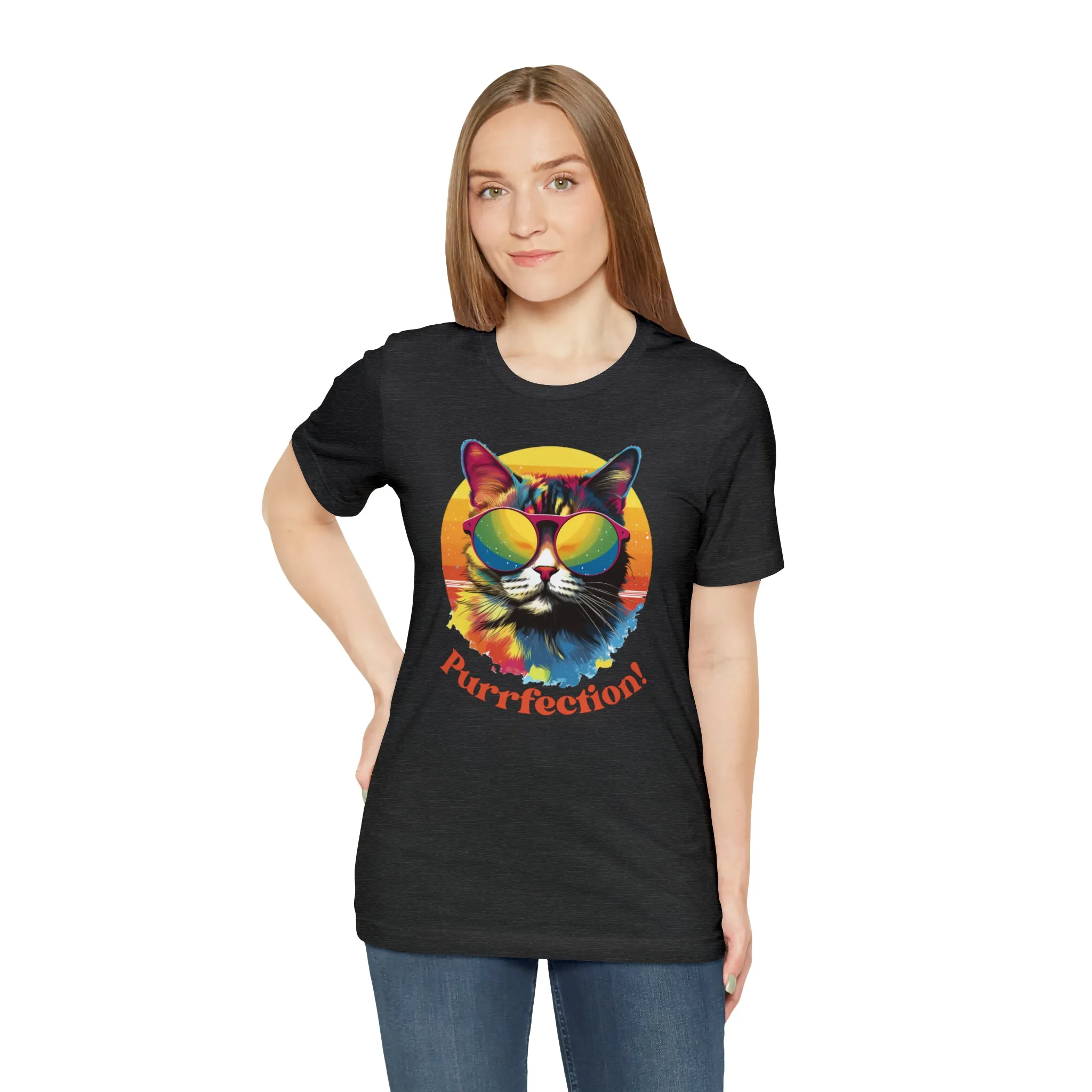 Purrfect Artistic Cat T-Shirt | Colorful Cat Tee |  Bella Canvas 3001 Unisex | Short Sleeve Tshirt