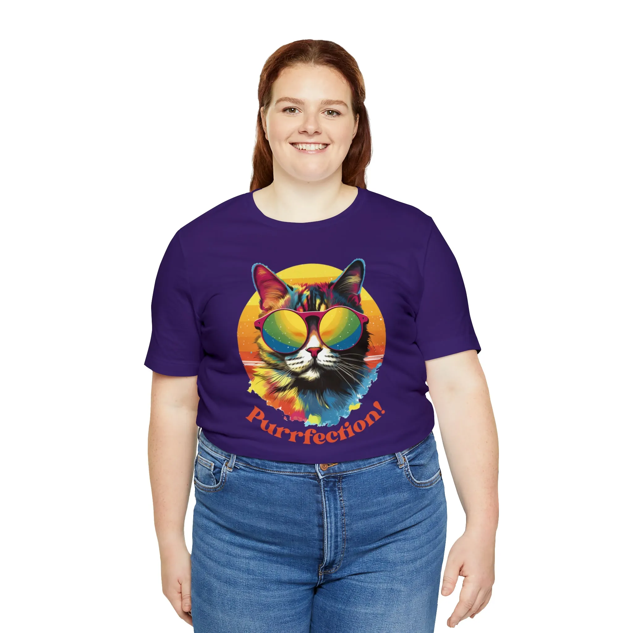 Purrfect Artistic Cat T-Shirt | Colorful Cat Tee |  Bella Canvas 3001 Unisex | Short Sleeve Tshirt