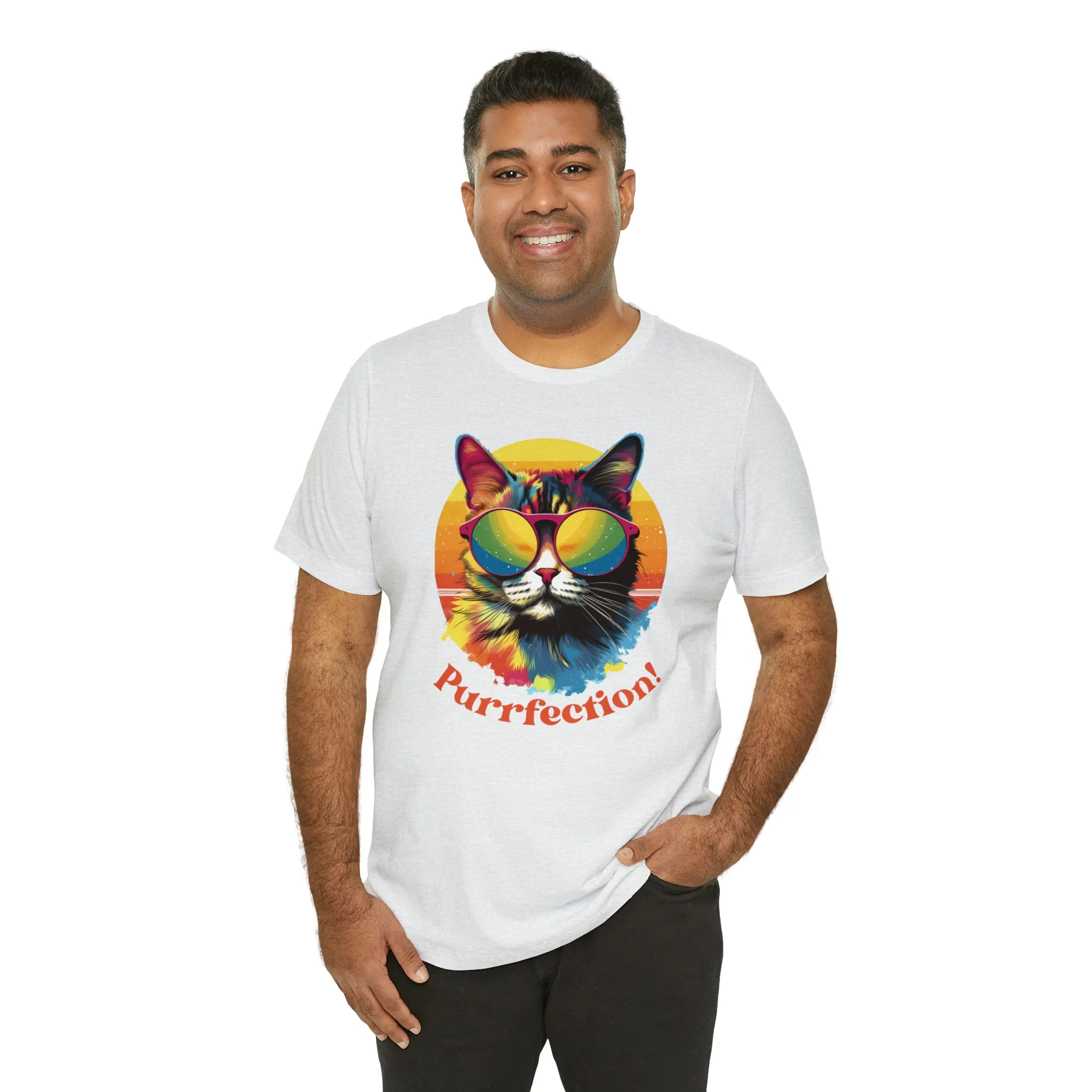 Purrfect Artistic Cat T-Shirt | Colorful Cat Tee |  Bella Canvas 3001 Unisex | Short Sleeve Tshirt