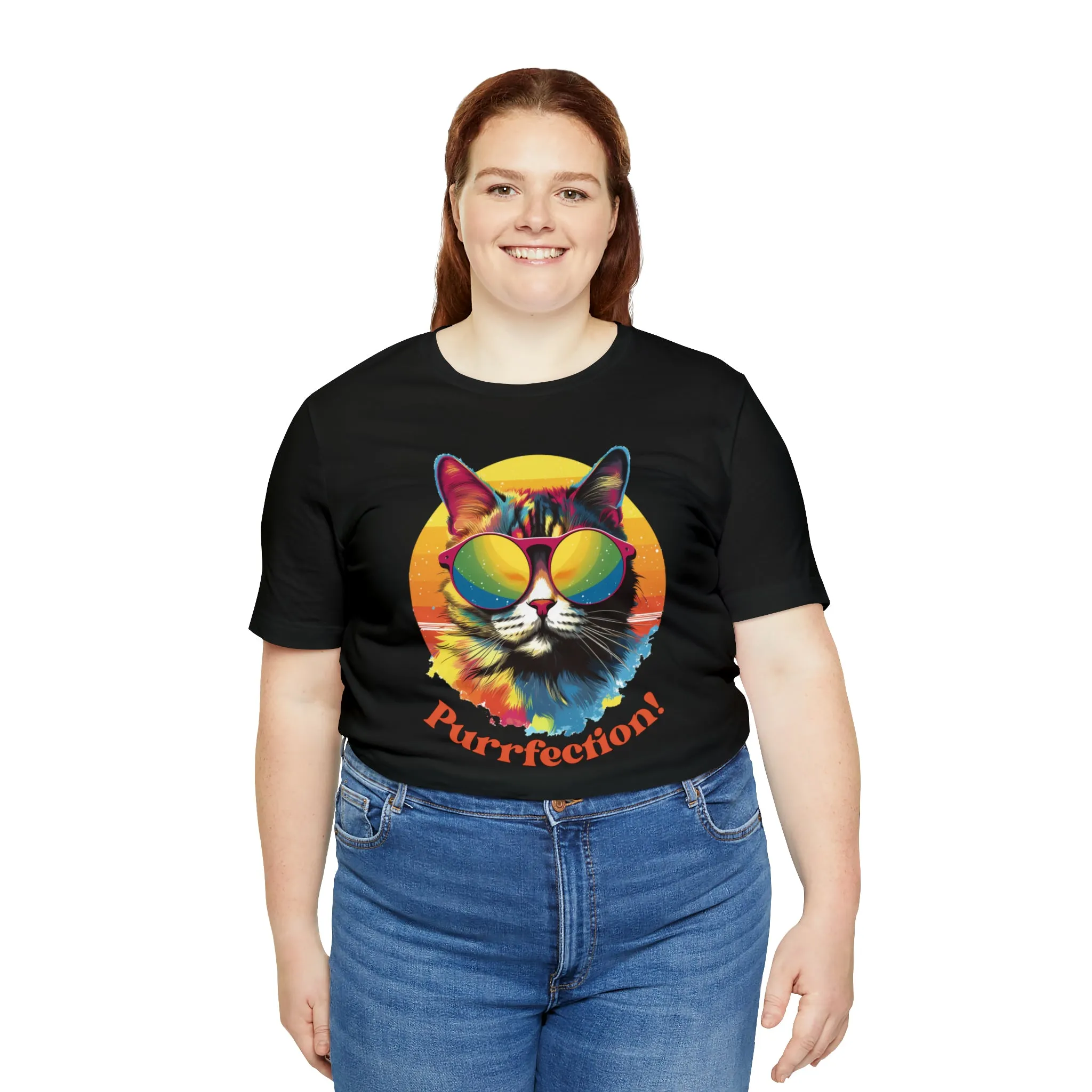 Purrfect Artistic Cat T-Shirt | Colorful Cat Tee |  Bella Canvas 3001 Unisex | Short Sleeve Tshirt