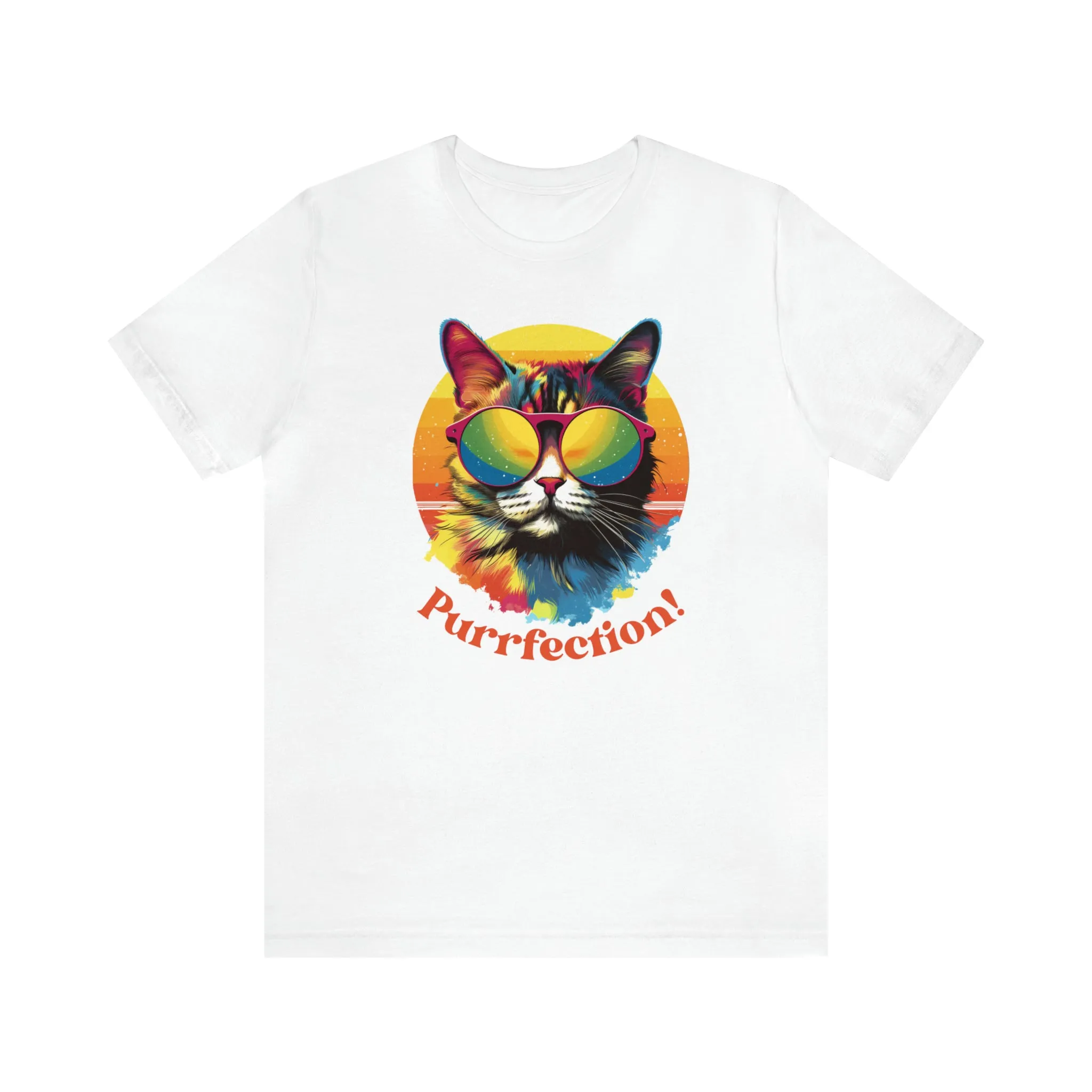 Purrfect Artistic Cat T-Shirt | Colorful Cat Tee |  Bella Canvas 3001 Unisex | Short Sleeve Tshirt