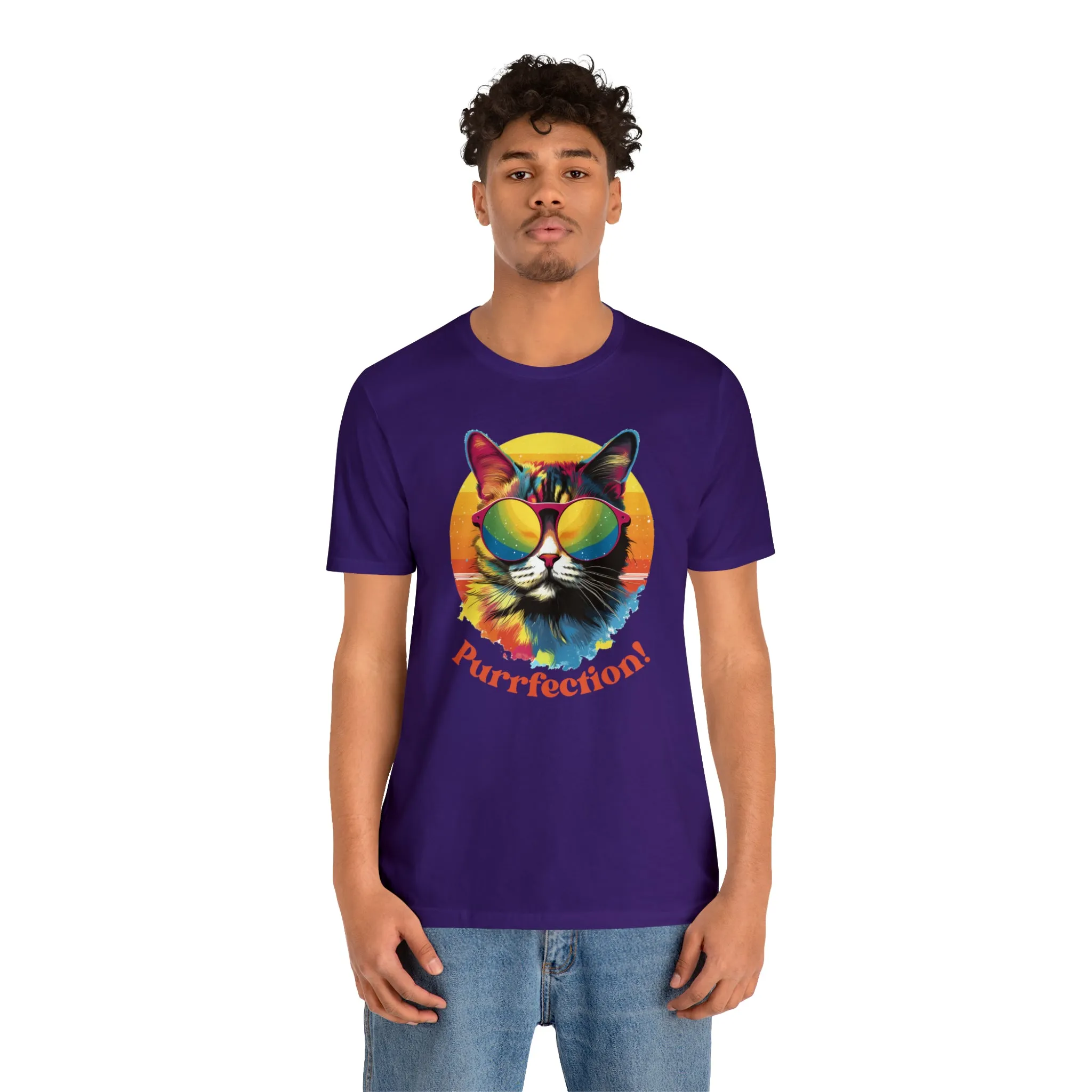 Purrfect Artistic Cat T-Shirt | Colorful Cat Tee |  Bella Canvas 3001 Unisex | Short Sleeve Tshirt