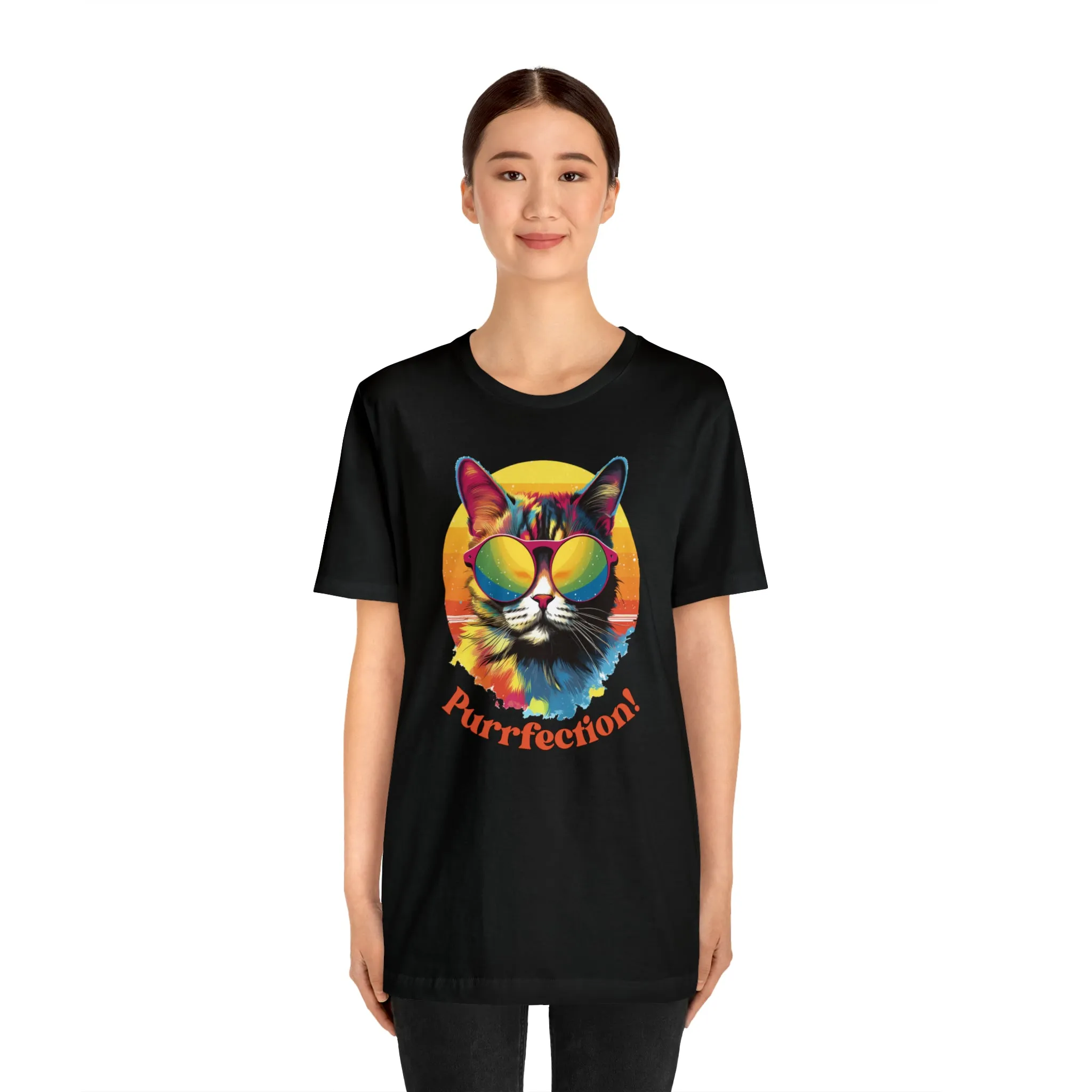 Purrfect Artistic Cat T-Shirt | Colorful Cat Tee |  Bella Canvas 3001 Unisex | Short Sleeve Tshirt