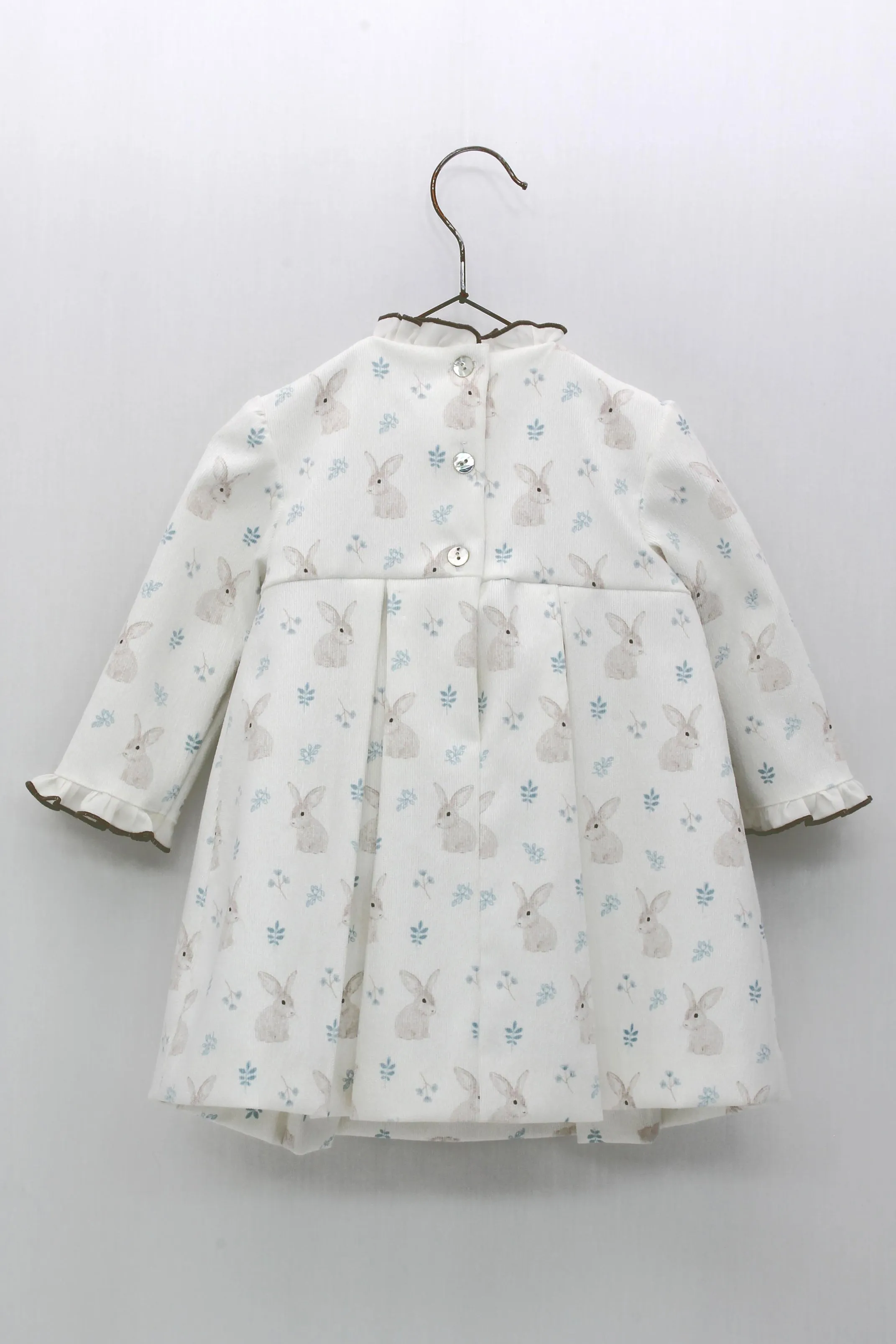 "Kayla" White Bunny Print Dress