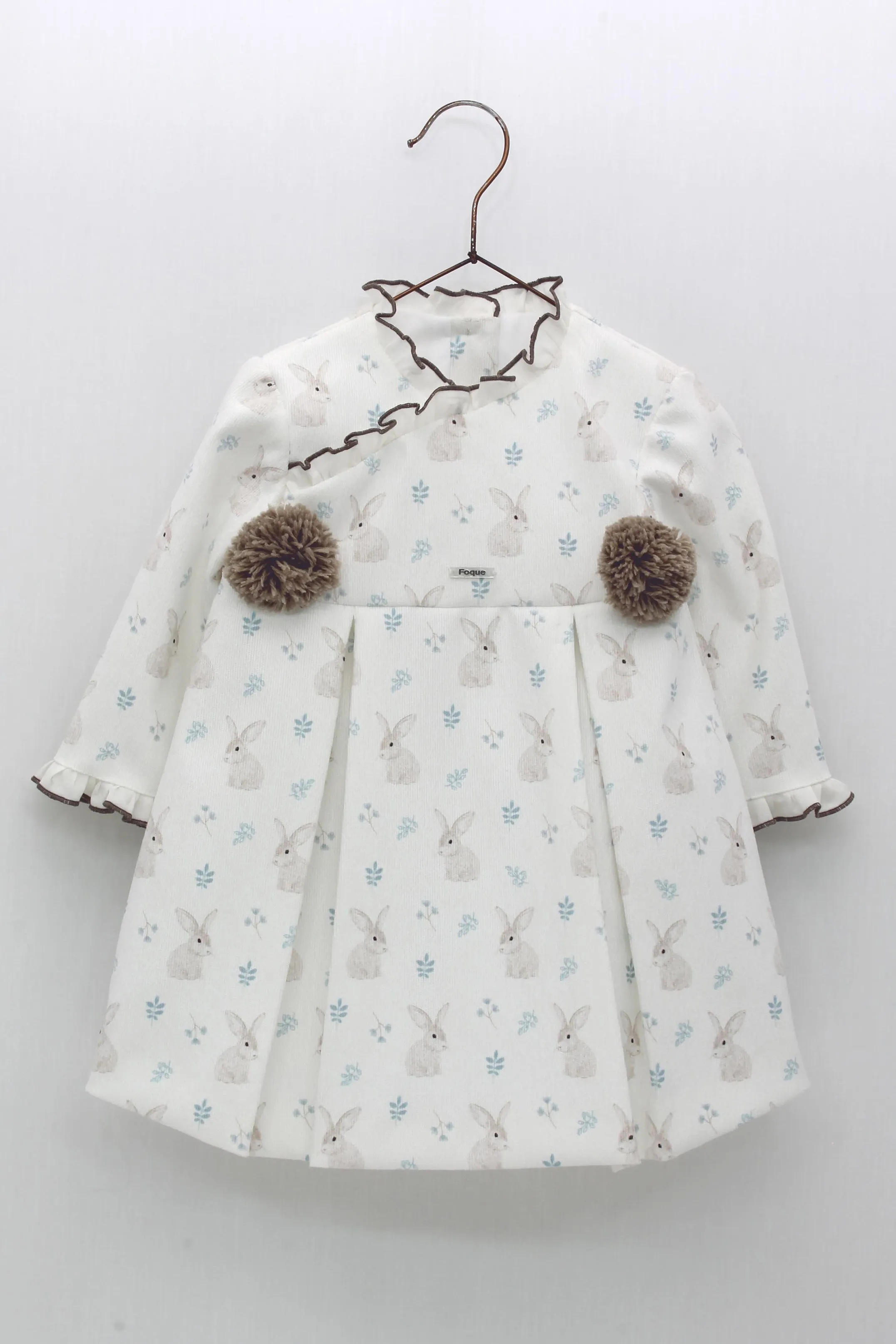 "Kayla" White Bunny Print Dress
