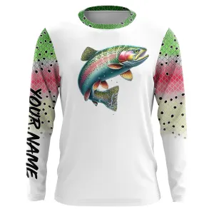 Rainbow Trout Fishing apparel UV protection long sleeves fishing shirt for men NPQ65