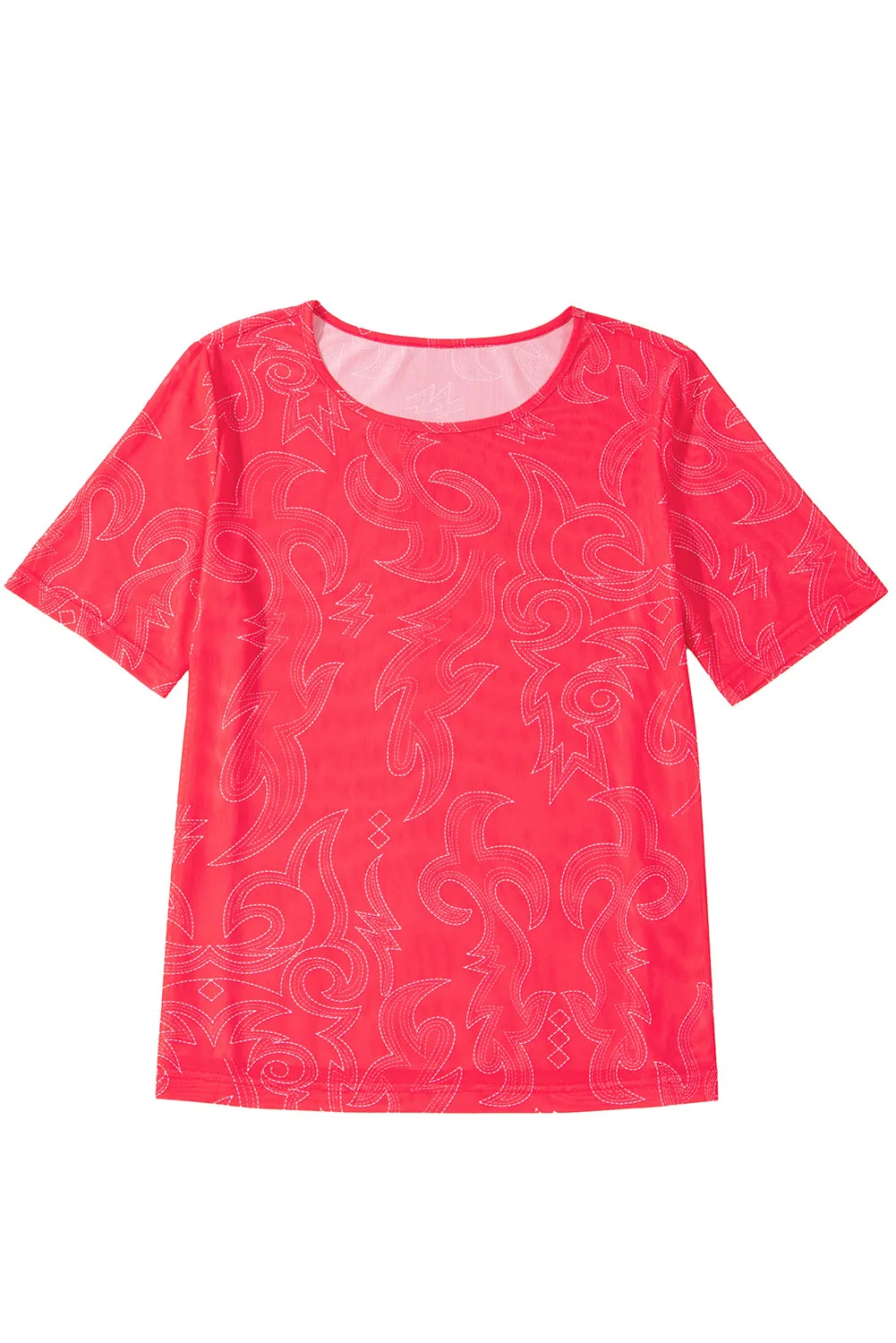 Red Let's Go Girls Mesh Top