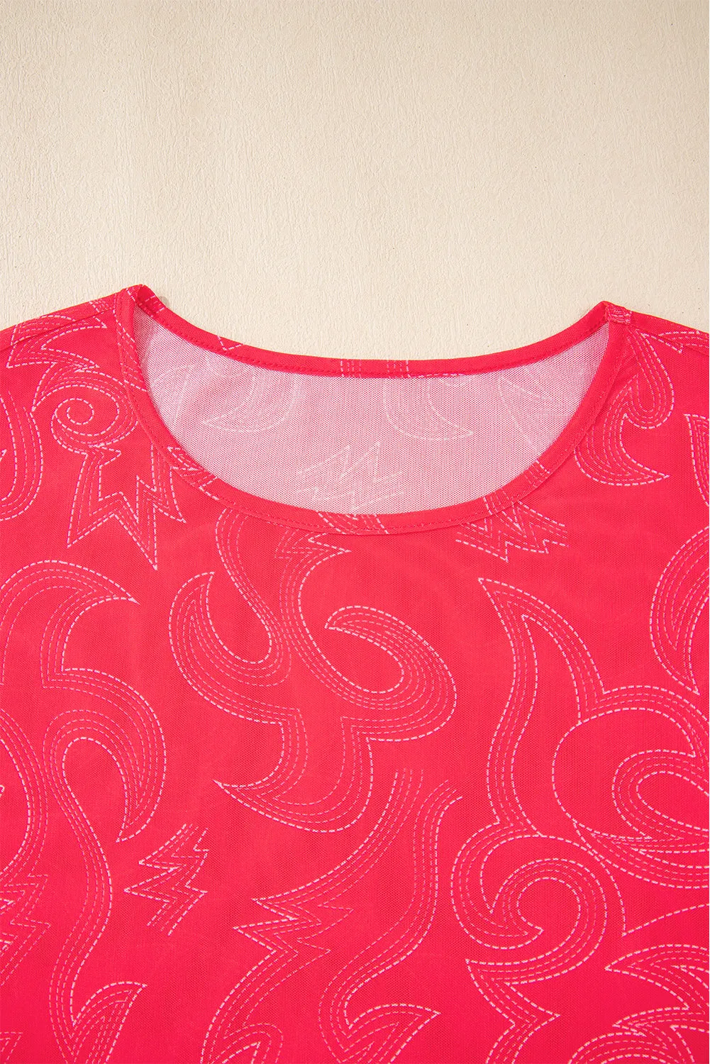 Red Let's Go Girls Mesh Top