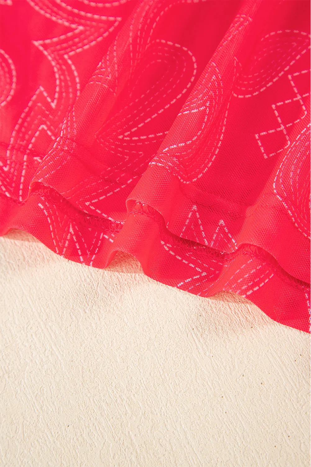 Red Let's Go Girls Mesh Top