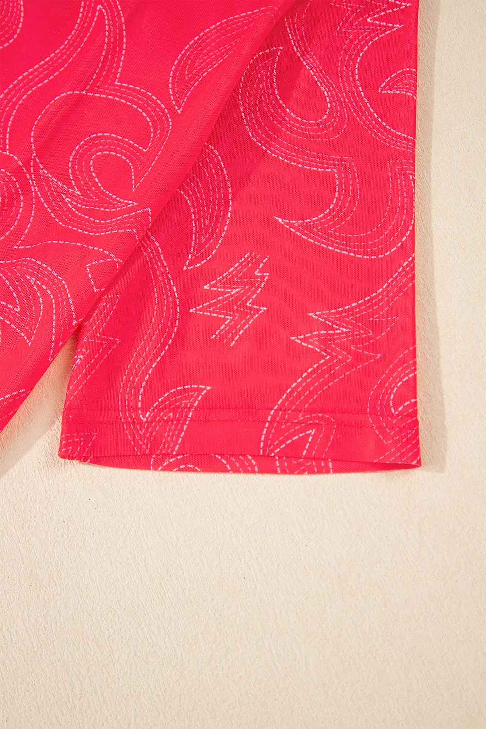 Red Let's Go Girls Mesh Top