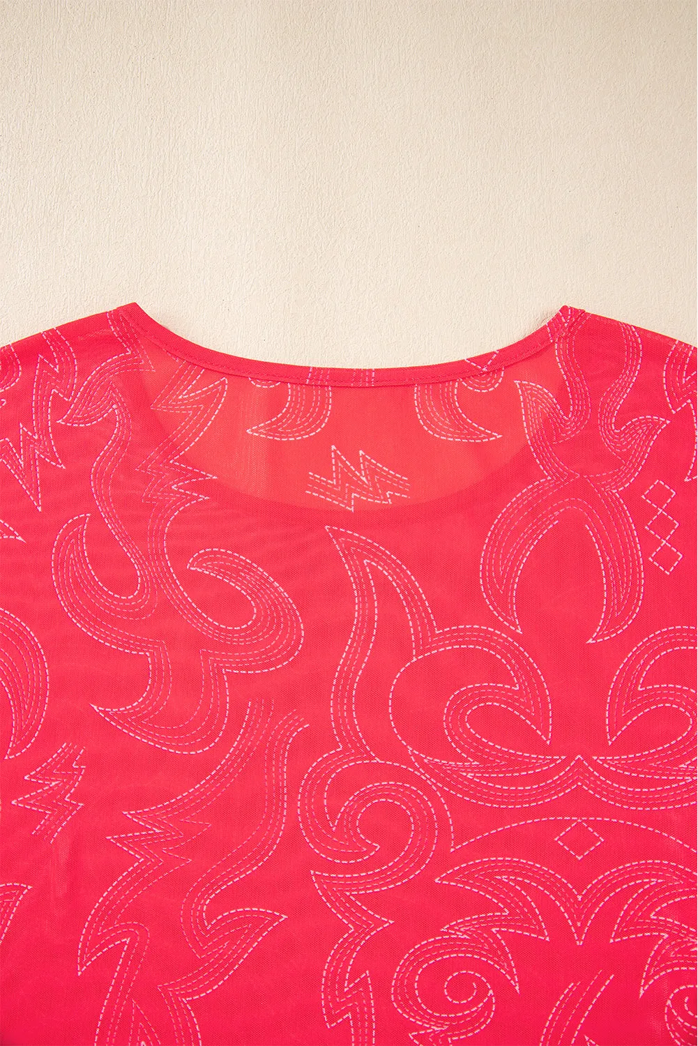 Red Let's Go Girls Mesh Top