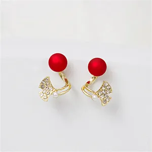 Red Resin & Cubic Zirconia Ginkgo Leaf Ear Jackets
