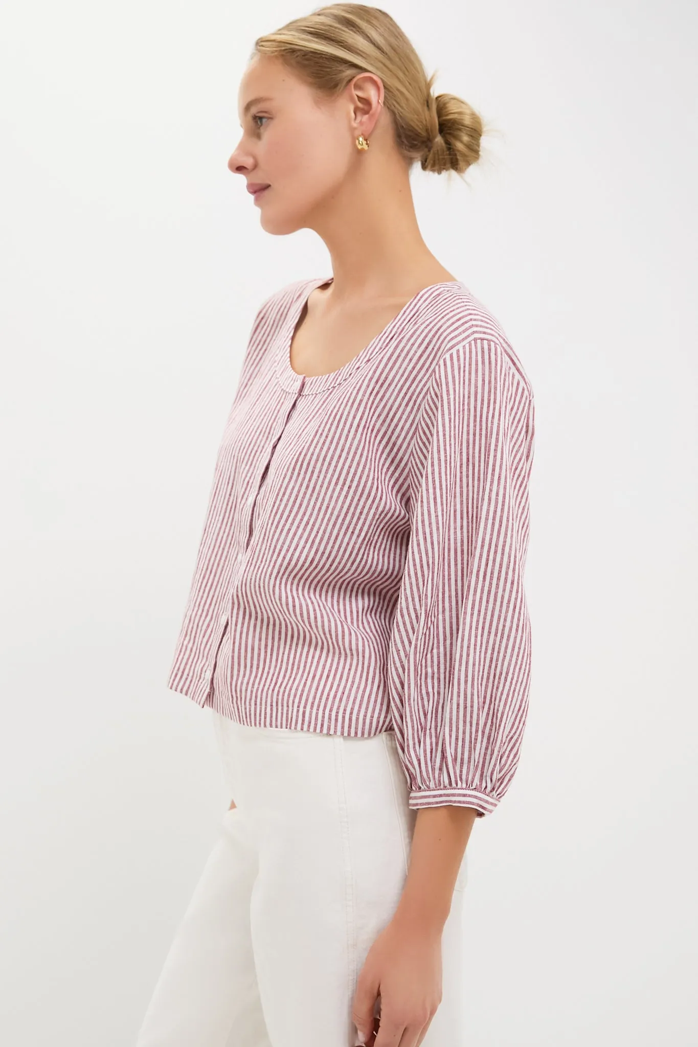 Red Stripe Linen Kennedi Blouse
