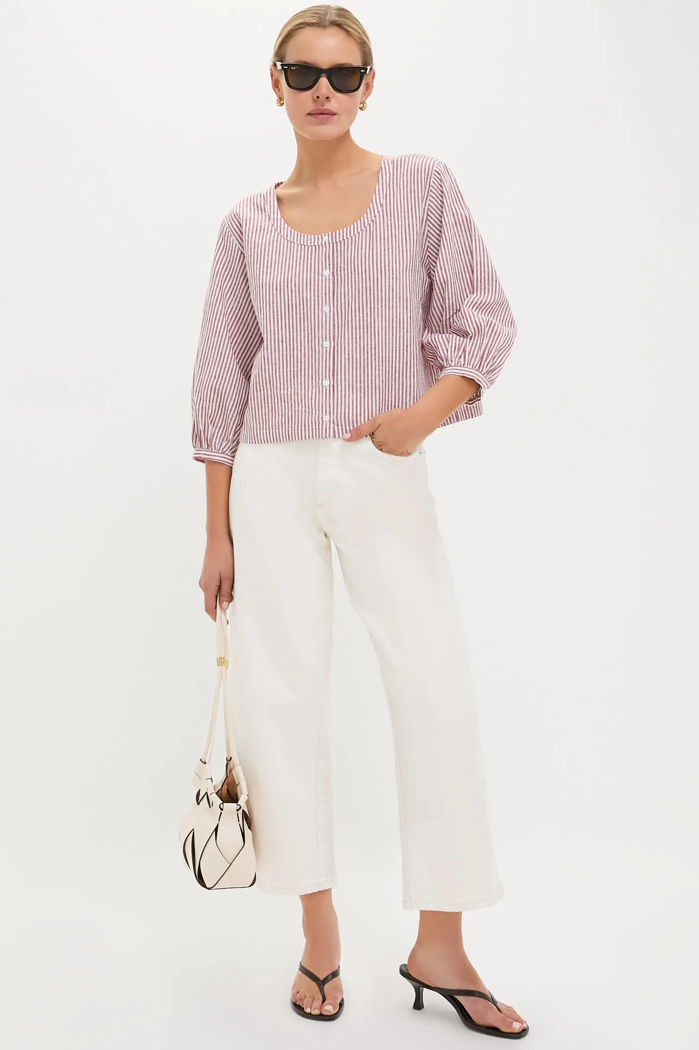 Red Stripe Linen Kennedi Blouse