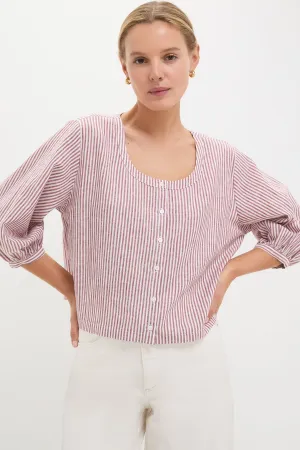 Red Stripe Linen Kennedi Blouse