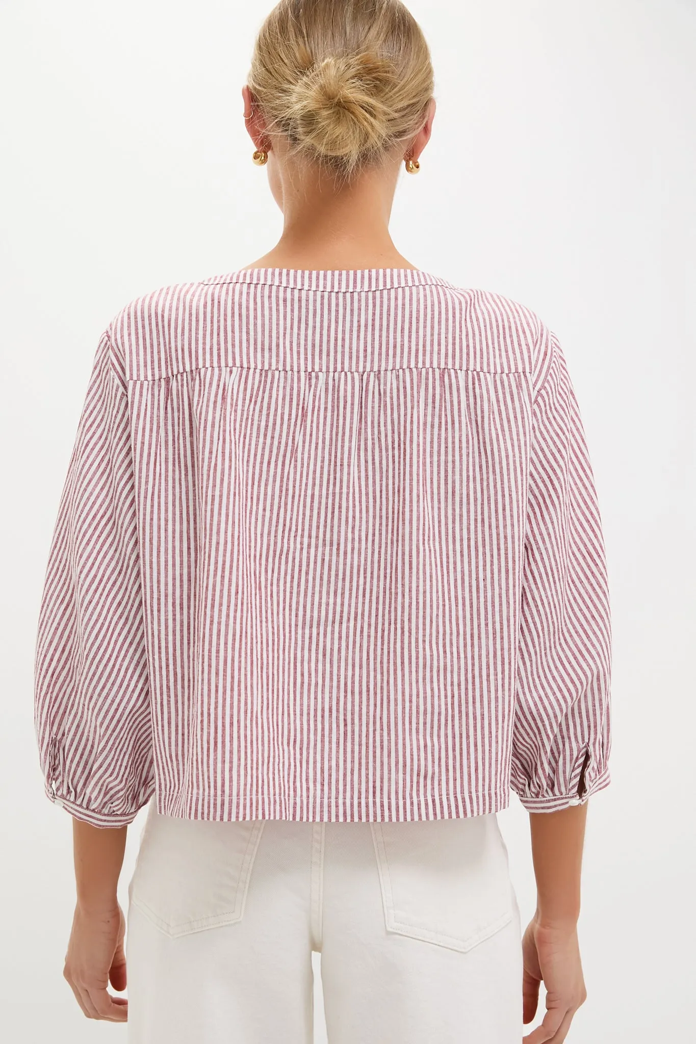 Red Stripe Linen Kennedi Blouse