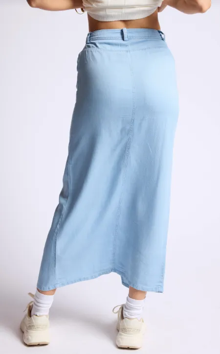 Ridge Denim Midi Skirt