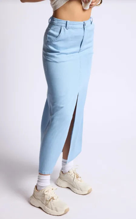 Ridge Denim Midi Skirt