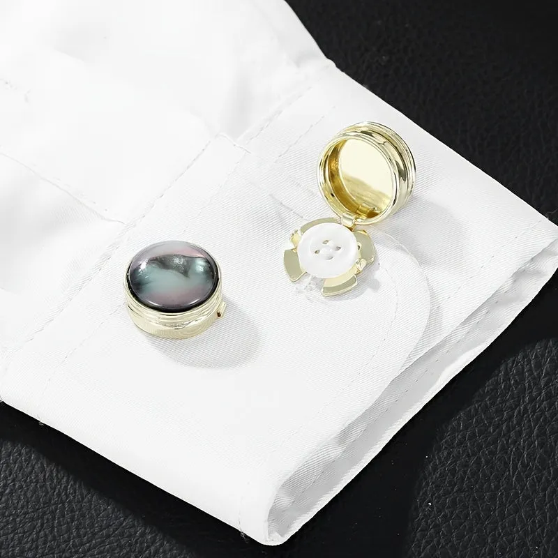 Round Alloy Button Sleeve Fastener Vintage Novelty for Casual Shirt
