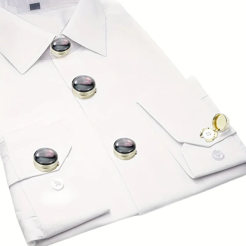 Round Alloy Button Sleeve Fastener Vintage Novelty for Casual Shirt