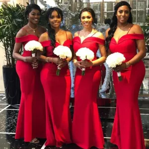 Roycebridal Sexy Sweetheart Off the Shoulder Red Bridesmaid Dresses