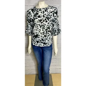 Ruffle Sleeve Animal Print Blouse