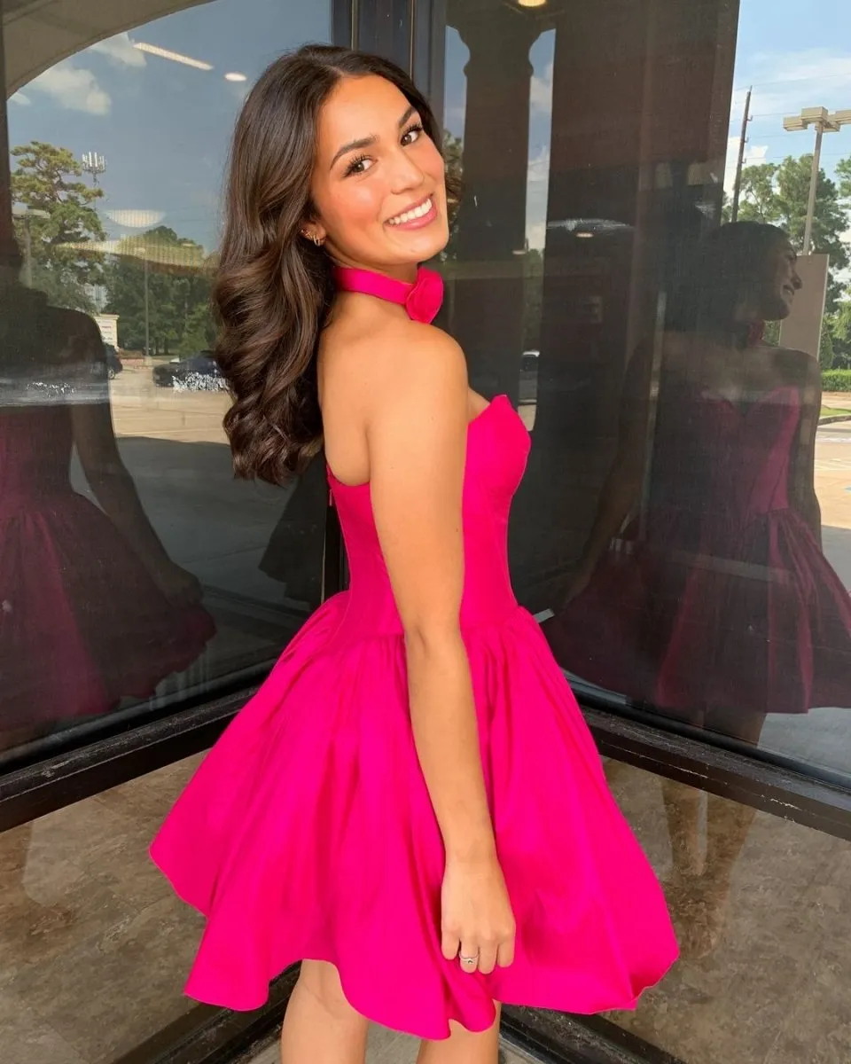 Sage Strapless Satin Short Homecoming Dresses