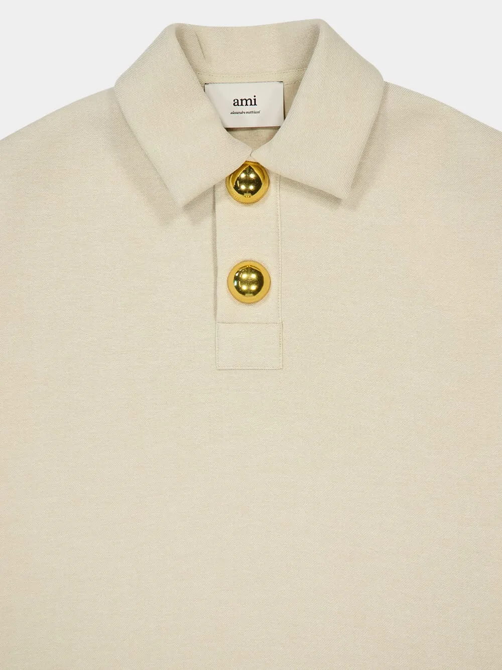 Sand Ami Cropped Wool-Viscose Polo