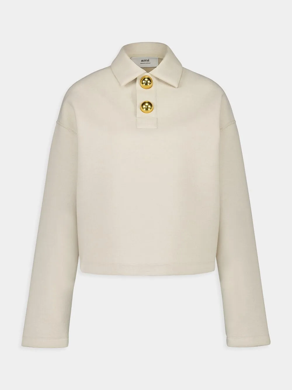 Sand Ami Cropped Wool-Viscose Polo