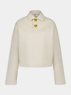Sand Ami Cropped Wool-Viscose Polo