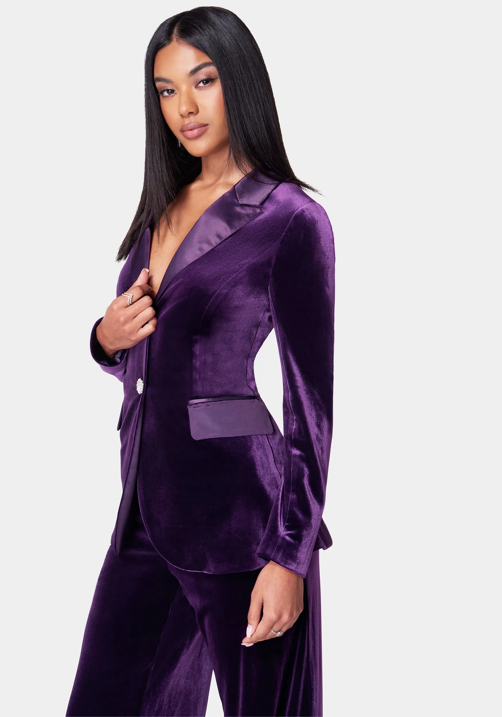 Satin Combo Tailored Velour Jacket