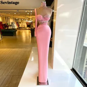 Savantage Pink Soft Satin Sequin Long Sleeves Dress
