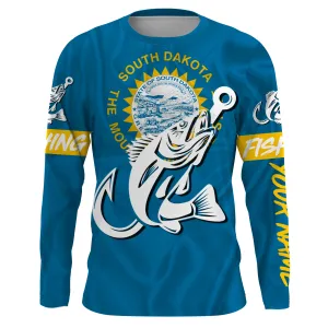 SD South Dakota Walleye fishing flag fish hook Custom name fishing jerseys | Long sleeve, Long Sleeve Hooded NPQ811