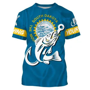 SD South Dakota Walleye fishing flag fish hook Custom name fishing jerseys | Tshirt - NPQ811