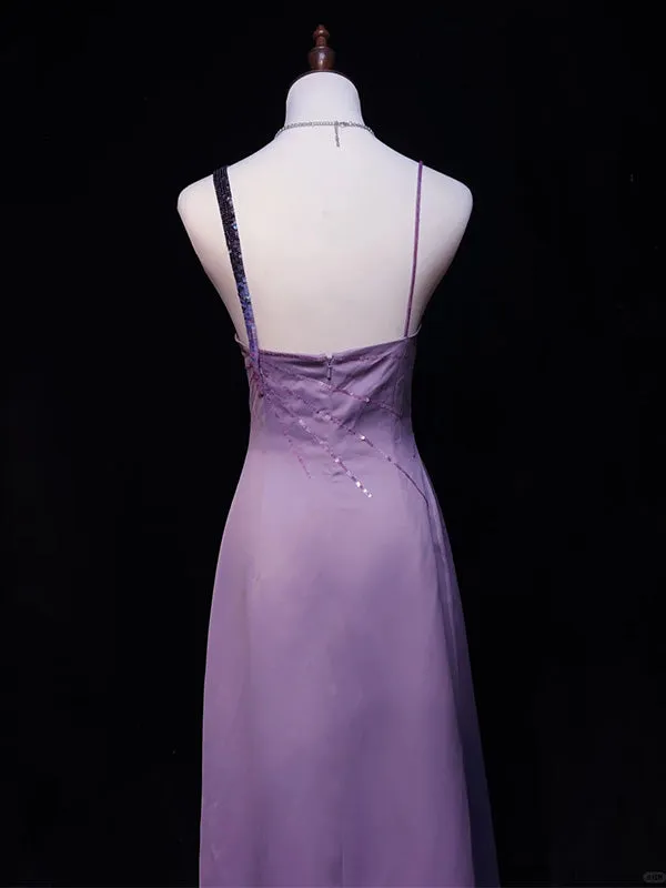 Sexy Spaghetti Strap Sleeveless Mermaid Satin Long Prom Dresses For Party Online, OL424