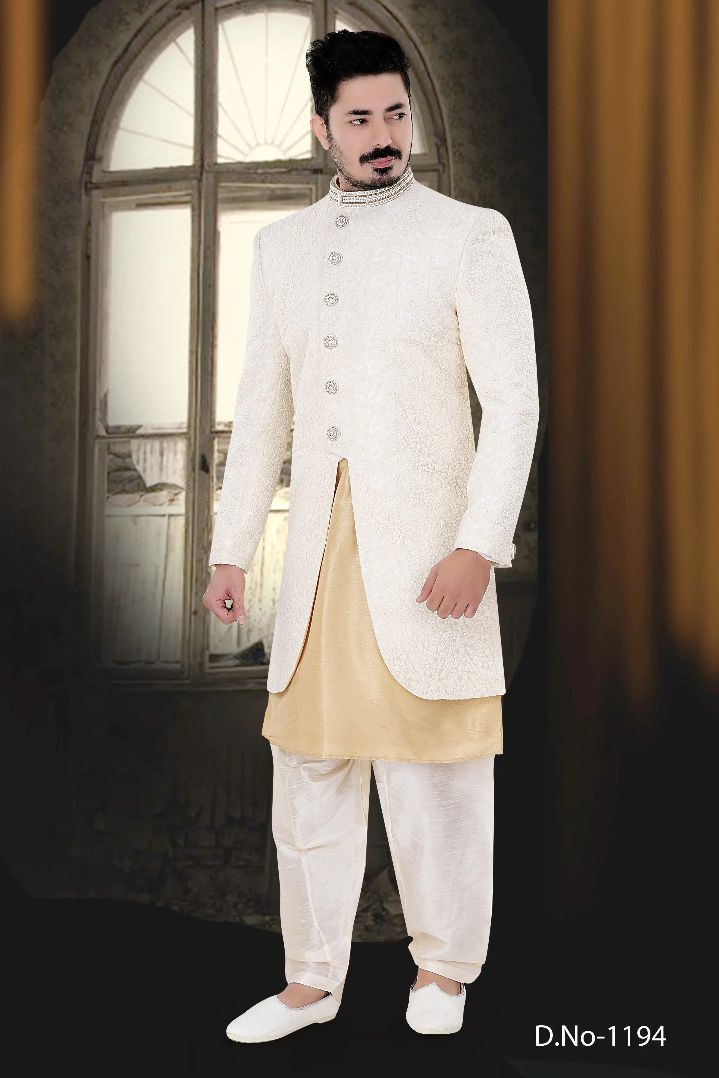 Sherwani (Custom Tailored) - (D.No.-1194)