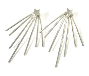 Shooting Star Ear Jackets - Silver