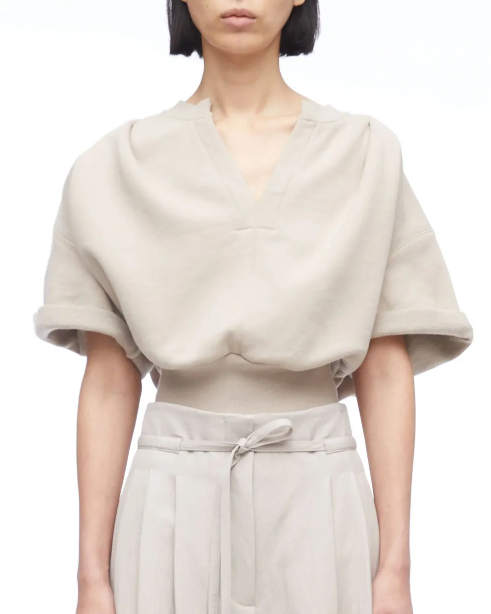 Short-Sleeve Cropped Sweatshirt
