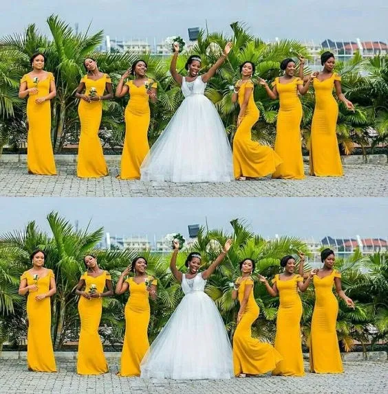 Simple Yellow Mermaid Cheap Maxi Long Bridesmaid Dresses Online, BDS0141