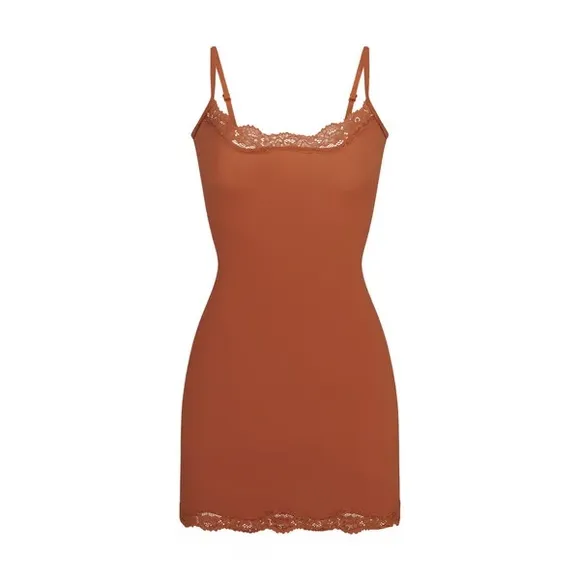 SKIMS Fits Everybody Lace Slip Dress | Bronze | Size S