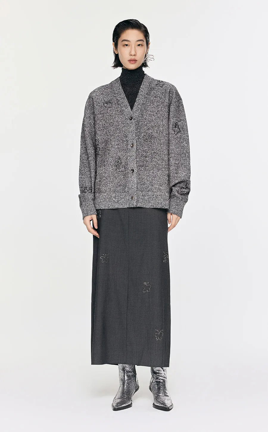 Skirt / JNBY Butterfly Pattern Straight Long Skirt