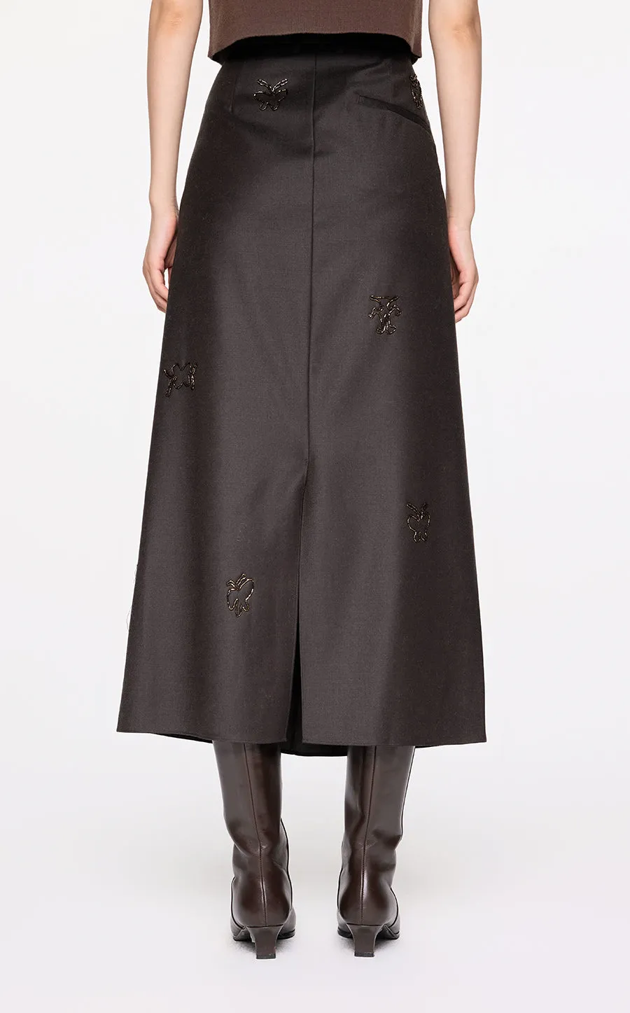 Skirt / JNBY Butterfly Pattern Straight Long Skirt