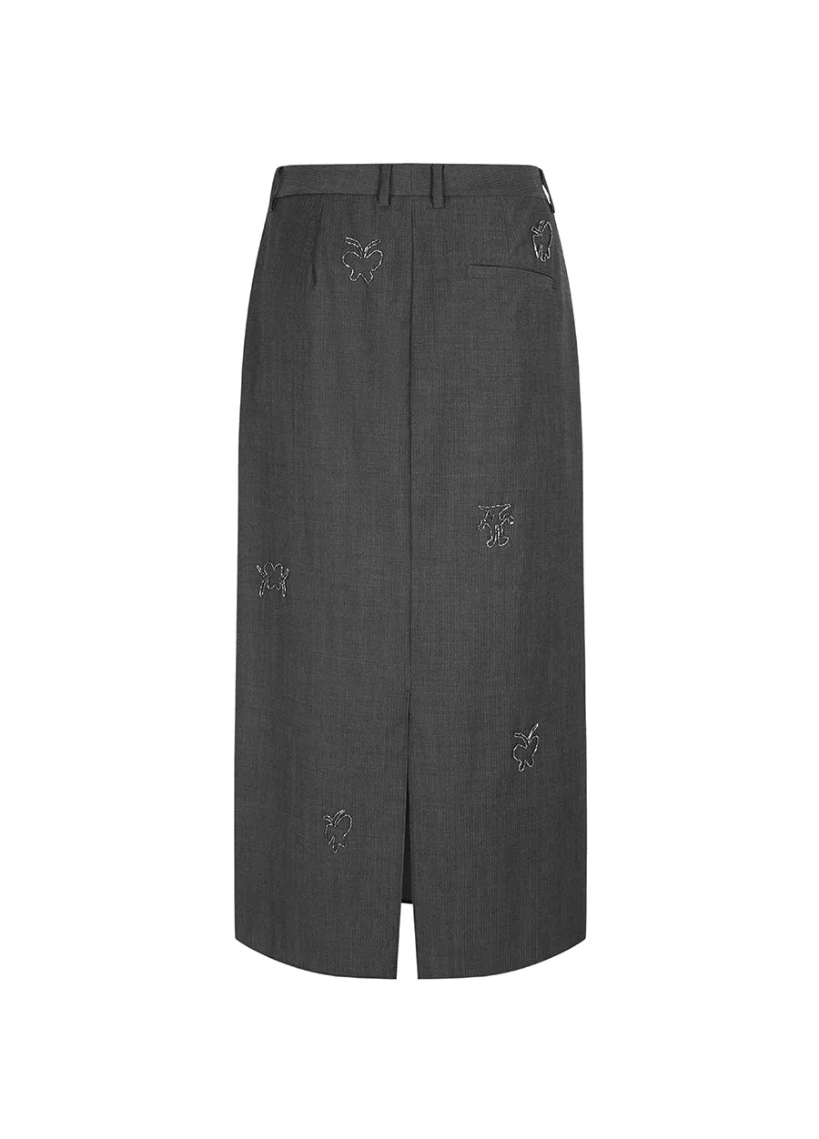 Skirt / JNBY Butterfly Pattern Straight Long Skirt
