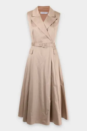 Sleeveless Tailored Midi Dress in Latte