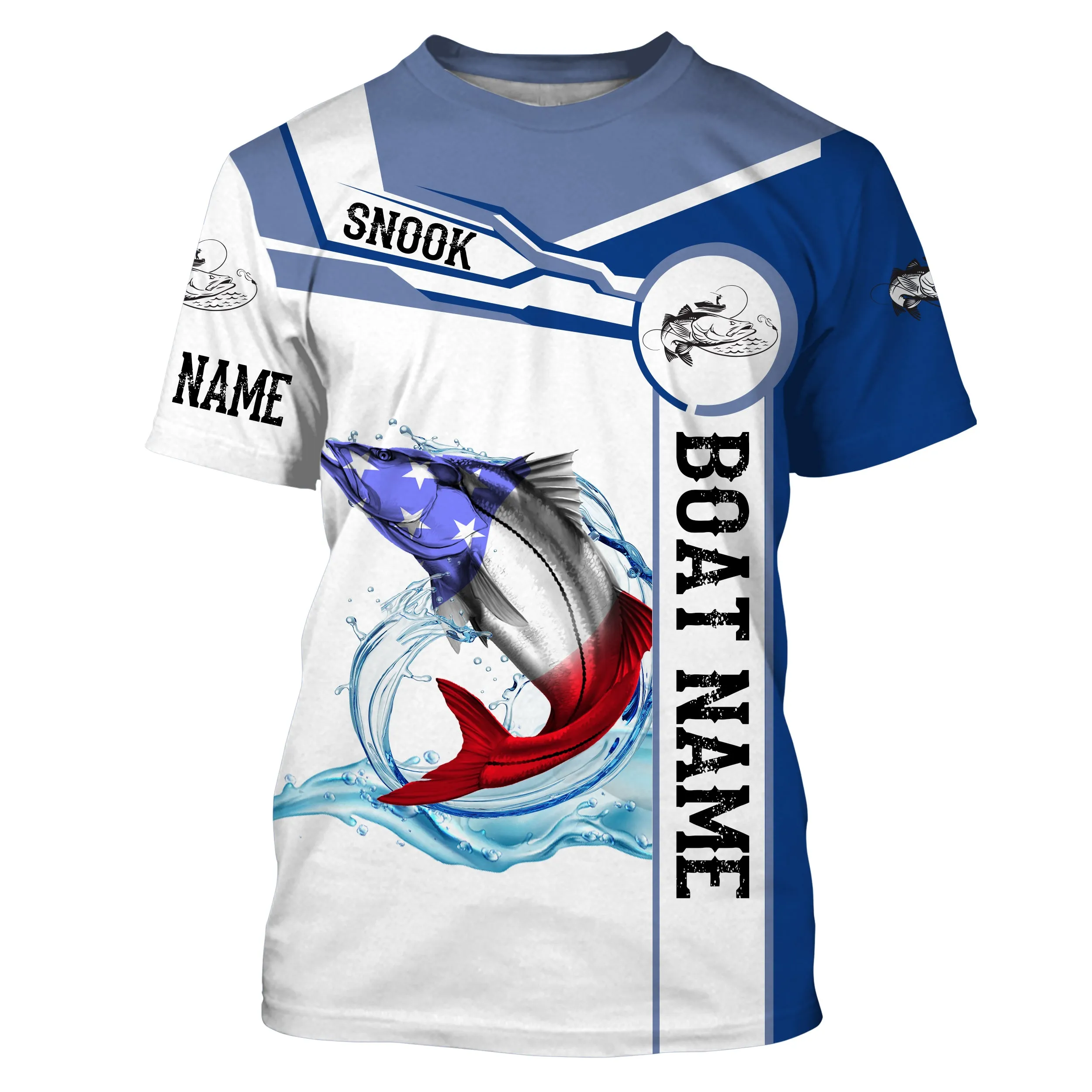Snook Fishing American Flag Customize Name and boat name tournament fishing T-shirt NPQ352