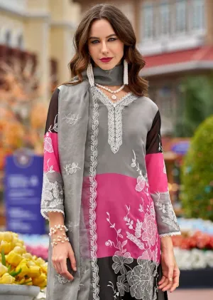Soft Organza Printed Embroidered Salwar Kameez