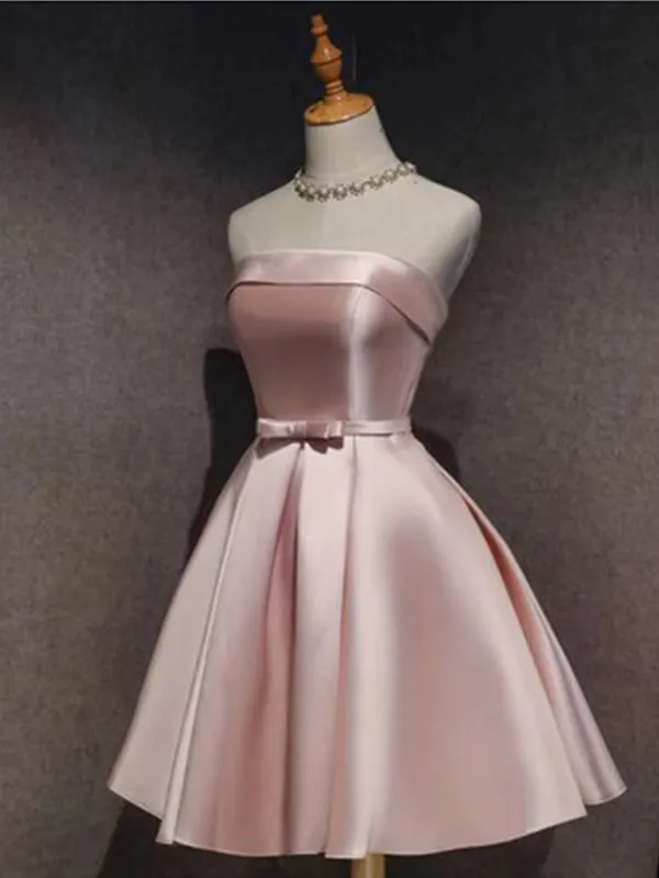 Soft Sweetheart Sleeveless A-line Satin Homecoming Dresses Online, HD1106