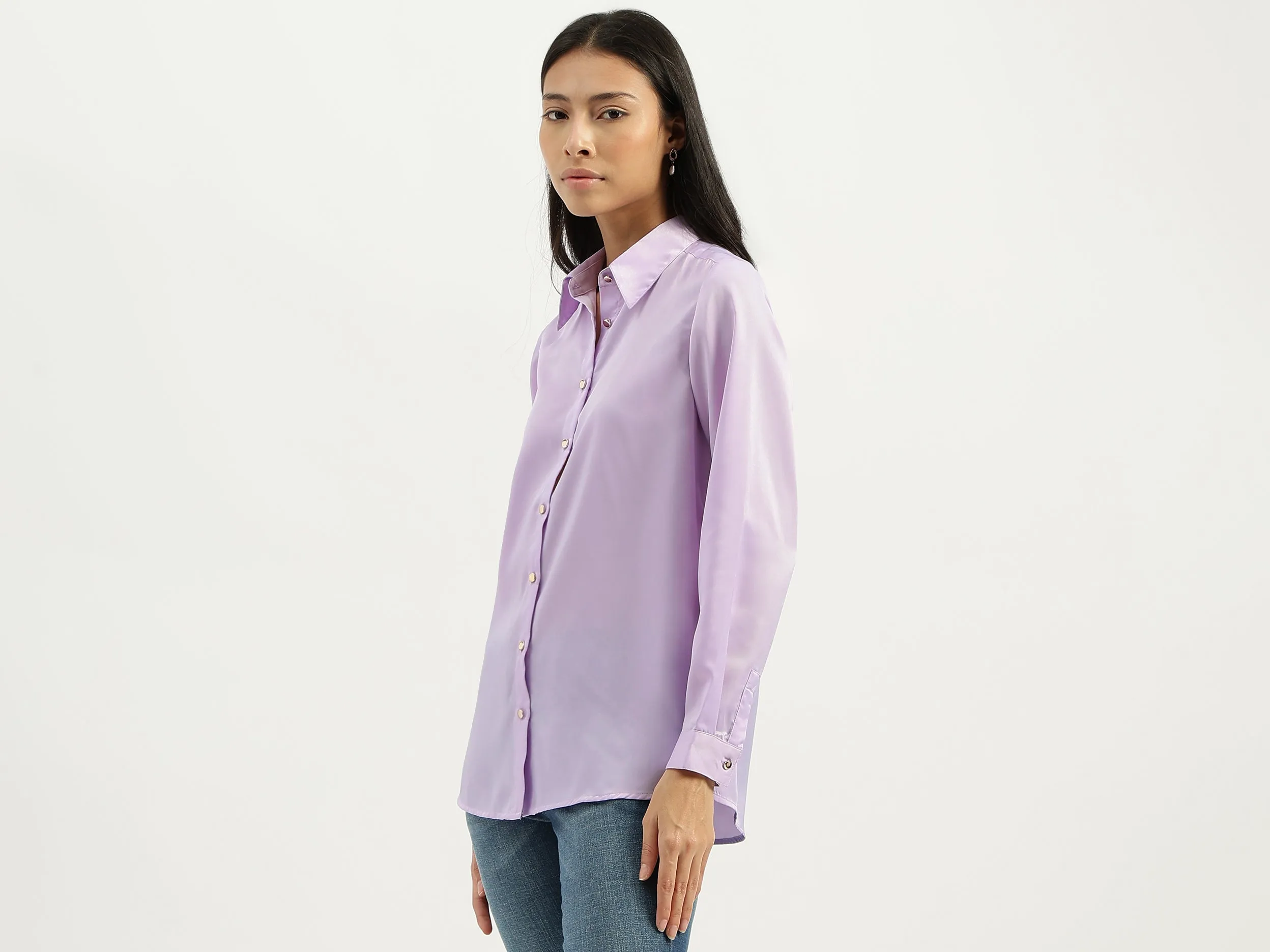Spread Collar Solid Shirts